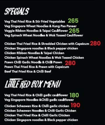 The Red Box menu 