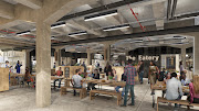 An artist's rendering of what Makers Landing at the V&A Waterfront in Cape Town will look like. Set to open in December, this new food market will double as an 'innovator incubator' for foodpreneurs.