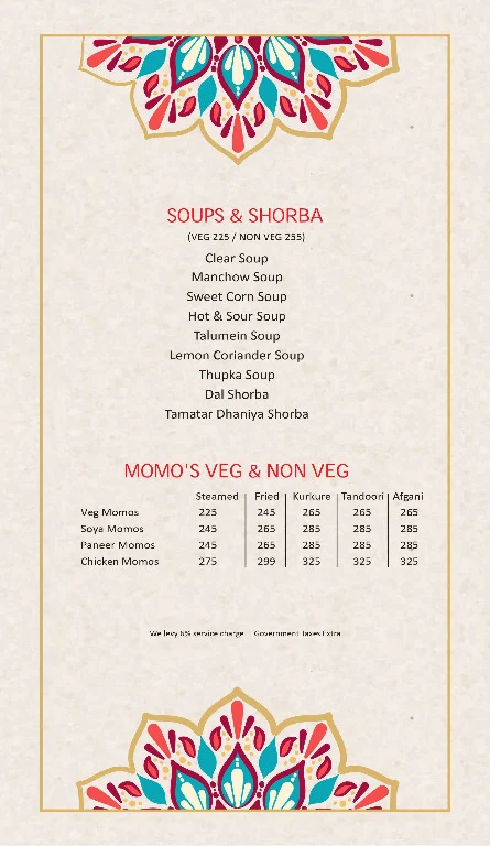 Kamboj's menu 