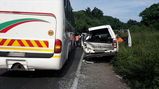 13 injured after bus and three bakes collide with three bakkies. Picture Credit: ER24