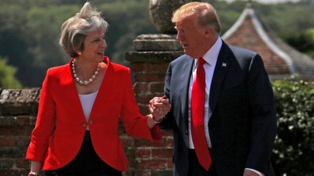 President Donald Trump met Prime Minister Theresa May at Chequers last July