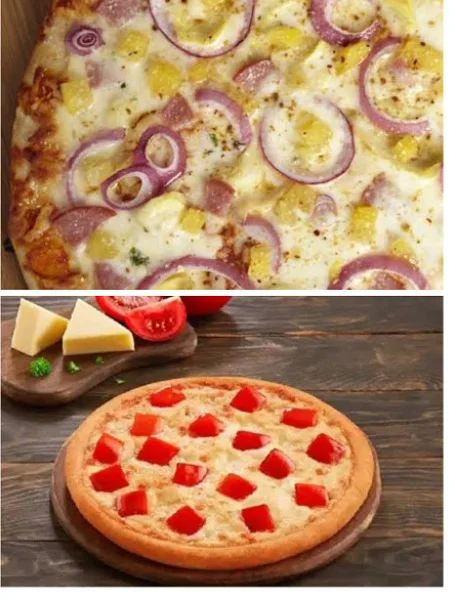 Onion Pizza [Medium 6 Slice] + Cheese Tomato Pizza [Medium 6 Slice