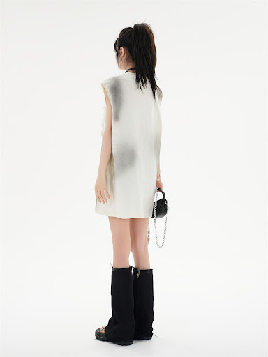 Title 6, Punk Inkjet Distressed Dirty Vest For Women