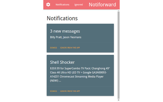 Notiforward chrome extension