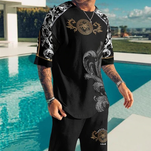 Title 2, Mens Fashion Casual Printed Short-sleeved Shor...