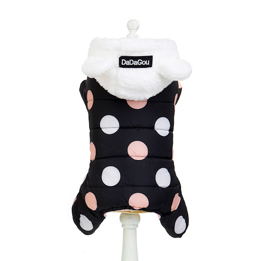 Title 6, Warm big polka dot four-leg cotton coat for pet...