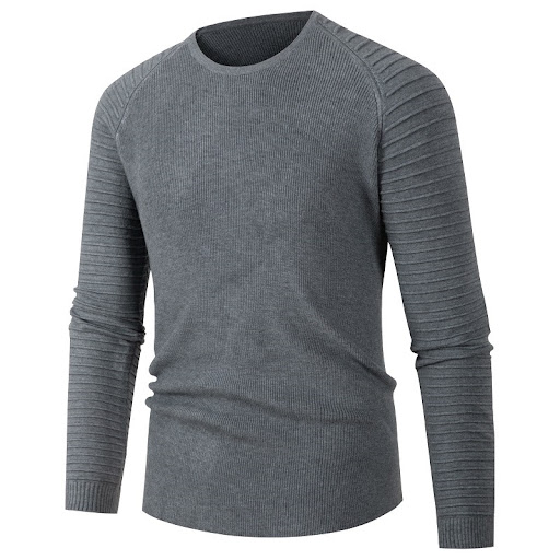 Title 2, Mens Round Neck Sweater Solid Color Simple Lon...