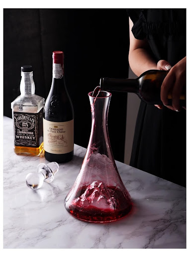 Title 8, Blue Gold Mountain Waterfall Decanter With Lid....