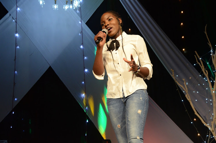 Cartoon performing during teacher wanjiku's comedy night show