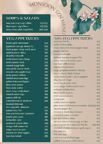 Acre Bengaluru menu 