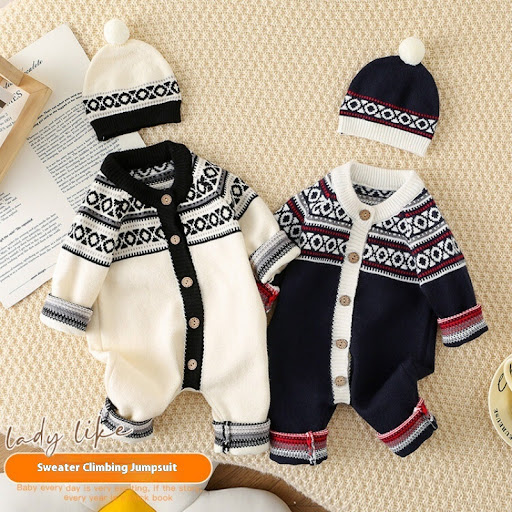 Title 3, Western Style Striped Knitted Clothing Baby One...