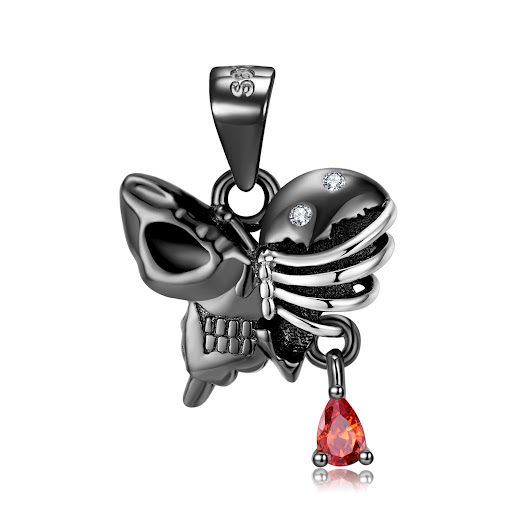 Title 5, Halloween Necklace Butterfly Skull Skeleton S92...