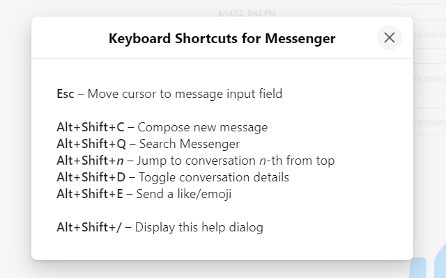 Keyboard Shortcuts for Messenger Preview image 1