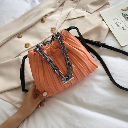 Title 5, Drawstring solid color textured one-shoulder me...