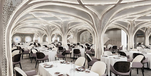 A look at the redesigned Compass Rose, the luxury line's signature dining venue, on Seven Seas Grandeur (digital rendering).