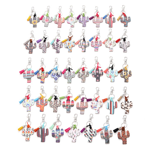 Title 10, Wooden Cactus Keychain Leopard Flower, a stylis...