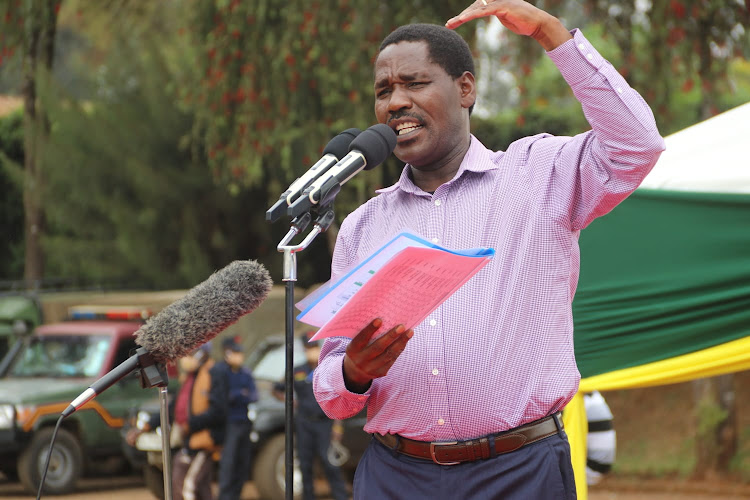 Agriculture CS Peter Munya at Rukuriri tea factorie in Embu on Wednseday October 13, 2021.