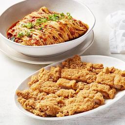 Crumbed Chicken Fillet Noodle with Spicy Sauce