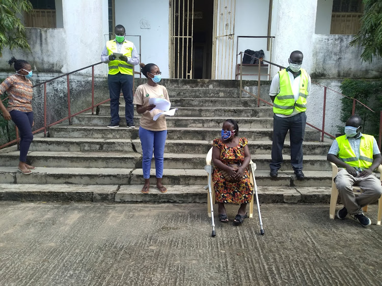 The Coast Land Non-State Actors at the Haki Yetu offices in Mombasa on Wednesday.