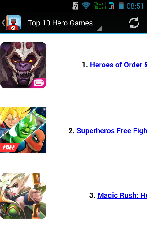 Top Hero Games Screen 1