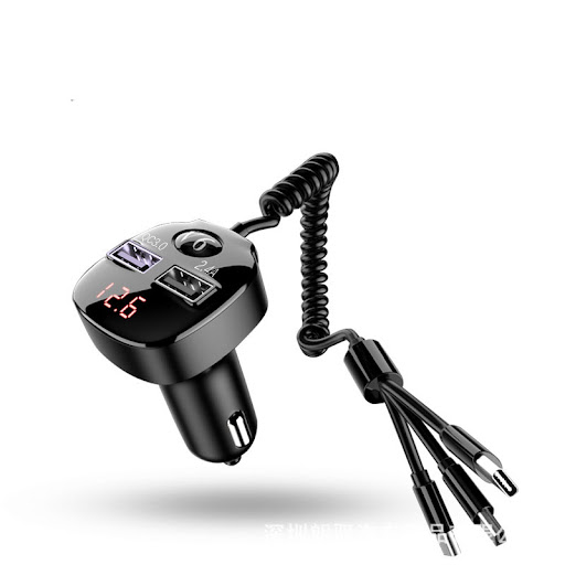 Title 5, V6 Car Mobile Phone Fast Charger with Three Cables