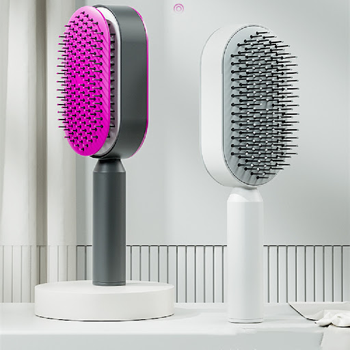 Title 3, Push-to-Clean Design Airbag Massage Comb for ge...