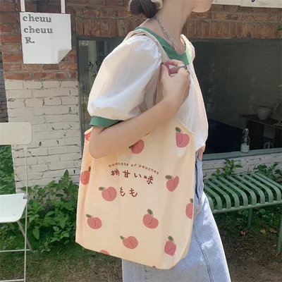Title 3, Dames Persoonlijkheid Canvas Tote Bag Peach Sch...