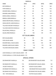 Sugar Point menu 1