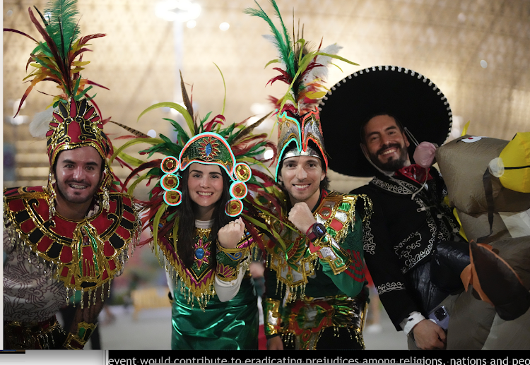 Fans of Mexico react before the Group C match between Argentina and Mexico at the 2022 FIFA World Cup at Lusail Stadium in Qatar, Nov. 26, 2022.