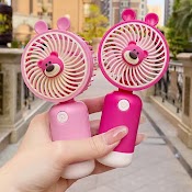 Đồ Chơi Quạt Mini Cầm Tay Cute Hình Gấu Lotso Hồng Tích Điện Sạc Dây Usb Nhỏ Gọn Giá Rẻ, Quạt Mi Ni