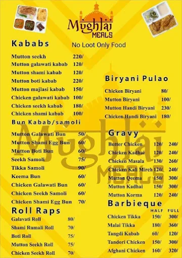 Mughlai Meals menu 