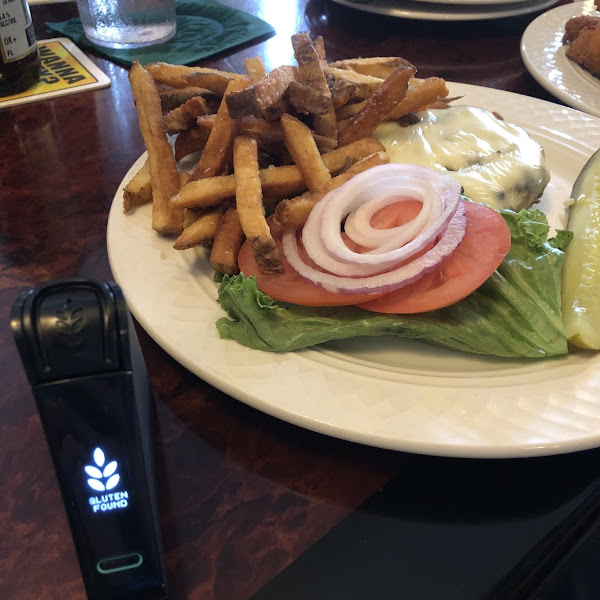 Cheeseburger and fries, tested together, came back Gluten Found on the Nima.