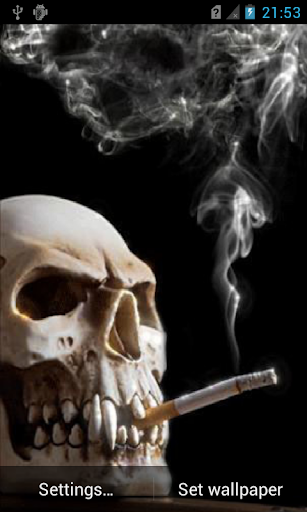 Smoking skull live wallpaper