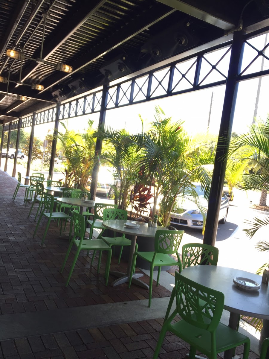 Outdoor seating with cooling misters