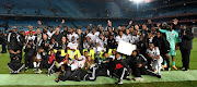 Orlando Pirates celebrates during the 2023 Nedbank Cup Final match between Orlando Pirates and Sekhukhune United FC on 27 May 2023 at Loftus Versfeld Stadium.