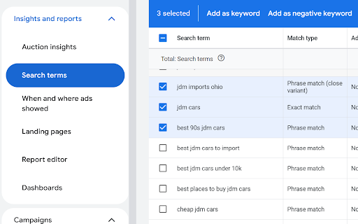 Google Ads Keyword Match Type Helper Preview 2