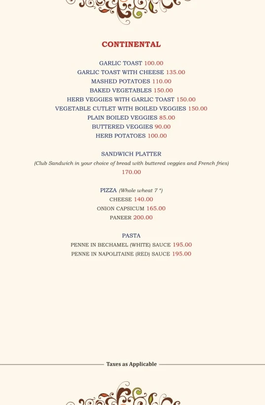 Amaltas Cafe menu 