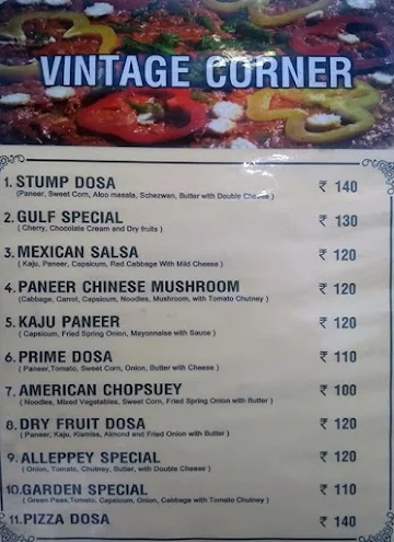 Coal Dosa 99 menu 