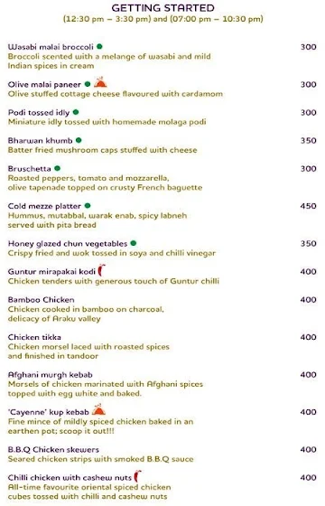 Cayenne - Mercure Hyderabad KCP menu 