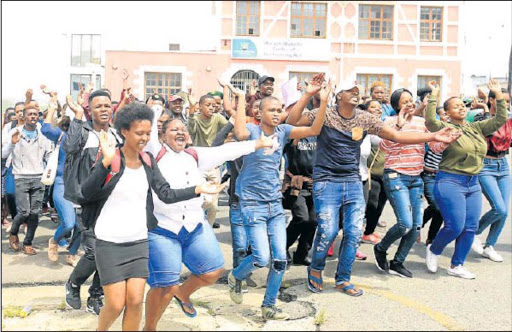 University of Fort Hare students carried on with their demonstrations around the East London campus yesterday and are determined to stand their ground. Picture: SINO MAJANGAZA