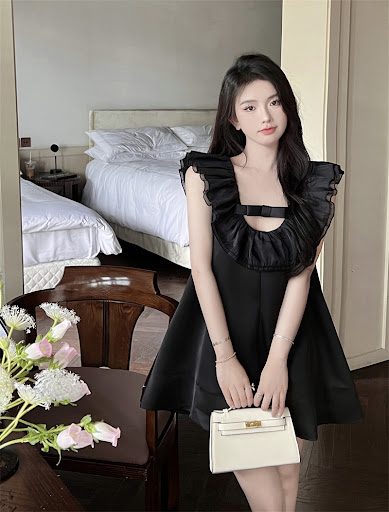 Title 4, Womens Summer French Retro Ruffle Dress Elegan...