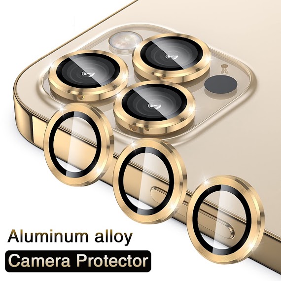 Ốp Điện Thoại Kính Cường Lực 3D Viền Kim Loại Bảo Vệ Camera Chống Trầy Xước Cho Iphone 11 12 13 Pro Max Mini