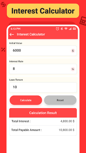 Screenshot Loan EMI Calculator