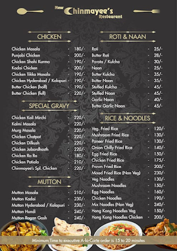 New Chinmayees Restaurant menu 