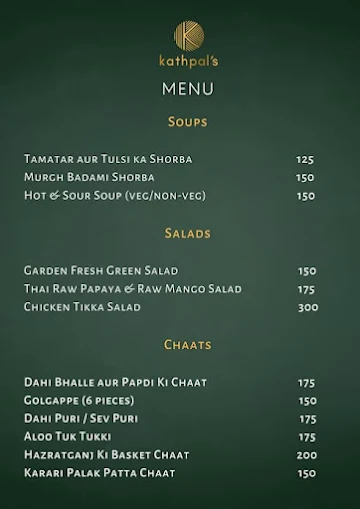 Kathpal's menu 