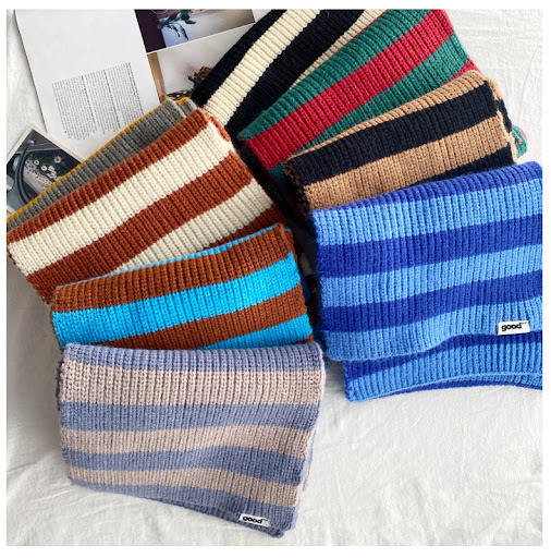 Title 4, New Contrast Striped Scarf For Womens Warmth
