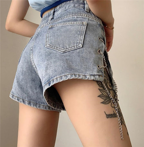 Title 6, Womens High Waist Denim Shorts featuring Side ...