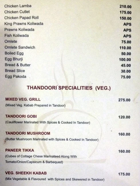 Hotel Surbhi - Ramkrishna menu 