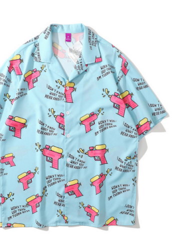 Retro Fun Print Short-sleeved Shirt - 1