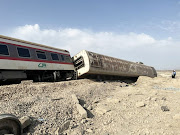 A train after derailment is seen near Tabas, Yazd province, Iran June 8, 2022. 